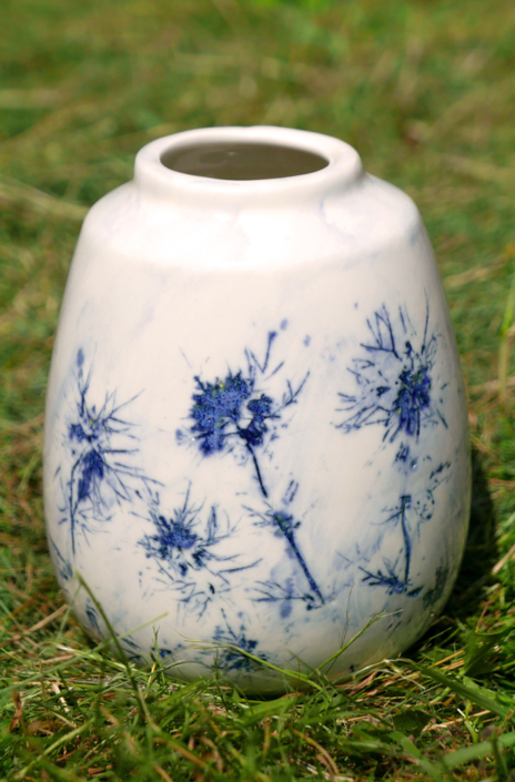 Vase Roses de Damas bleu - Nature Porcelaine